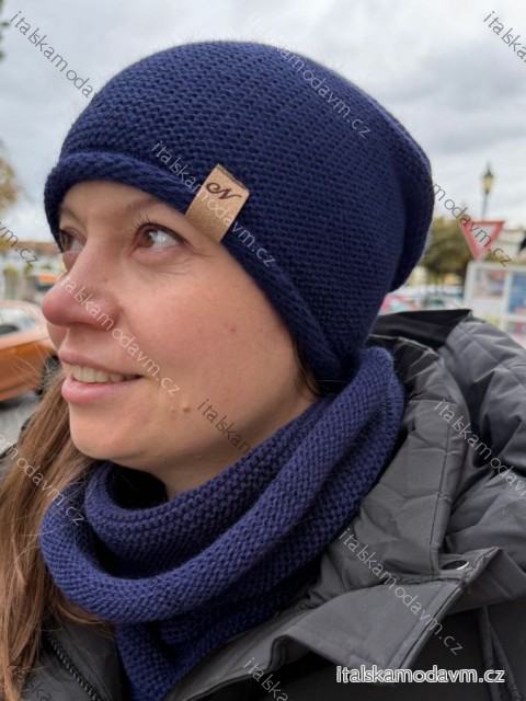 Čepice nákrčník souprava zimní dámská (ONE SIZE) POLSKÁ VÝROBA PV820056/DR tmavě modrá one size