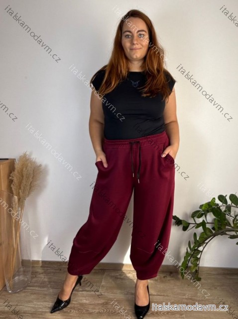 Nohavice/tepláky voľnočasové maslové balónové dámske nadrozmer (46/48/50 ONE SIZE) TALIANSKA MÓDA IM425699