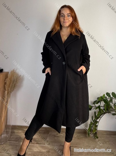 Kabát dlouhý rukáv dámský nadrozměr RAMONA (52/54/56 ONE SIZE) ITALSKÁ MÓDA IMC25375