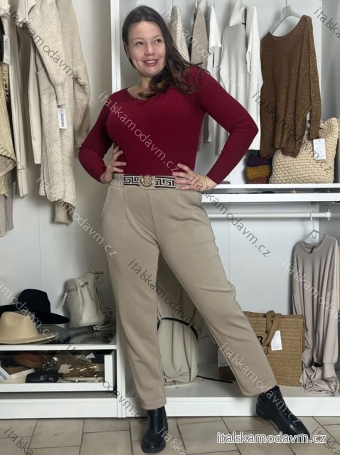Nohavice elegantné s opaskom dámske BELLA (S/M/L ONE SIZE) TALIANSKA MÓDA IMD25251/DUR