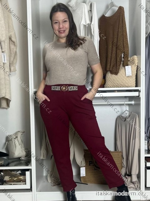 Nohavice elegantné s opaskom dámske BELLA (S/M/L ONE SIZE) TALIANSKA MÓDA IMD25251/DUR S/M/L vínová