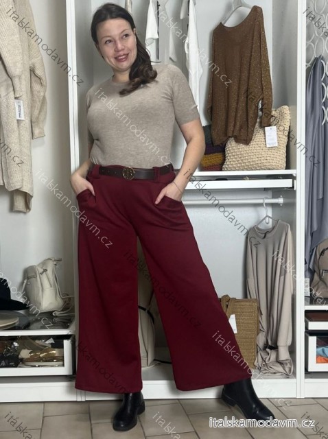 Nohavice elegantné s opaskom dámske BEATA (S/M/L ONE SIZE) TALIANSKA MÓDA IM425718/DUR S/M/L vínová