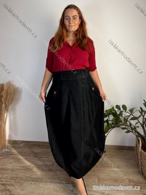 Sukňa s páskem manžestrová dámska MONA (42/44/46 ONE SIZE) TALIANSKA MóDA IMSM251161/DUR  čierna