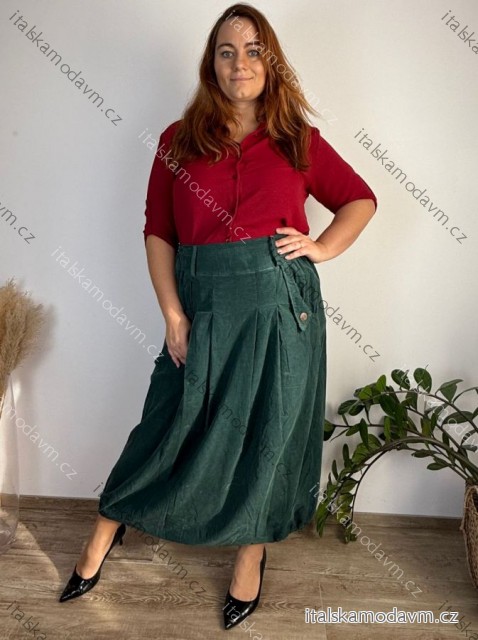 Sukně s páskem manžestrová dámská MONA (42/44/46 ONE SIZE) ITALSKá MóDA IMSM251161/DUR 42/44/46 tmavě smaragdová