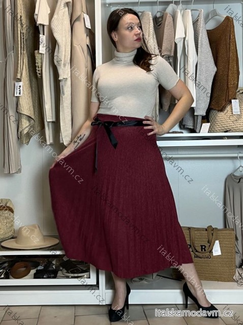 Sukňa dlhá skladaná s opaskom dámska SKILER (S/M/L ONE SIZE) TALIANSKA MÓDA IMC25333/DUR S/M/L vínová