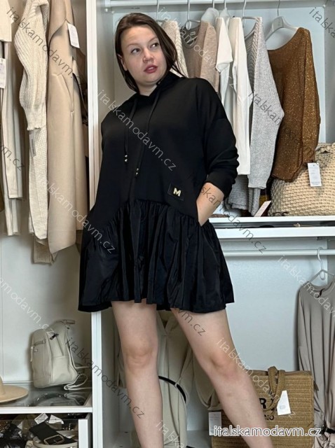 Šaty krátke maslové dlhý rukáv dámske INGE (M/L/XL ONE SIZE) TALIANSKA MÓDA IMD25168