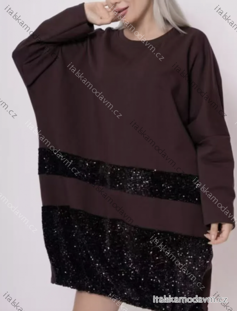 Šaty krátke voľnočasové dlhý rukáv dámske (S/M/L ONE SIZE) TALIANSKA MÓDA IMPLI2551149