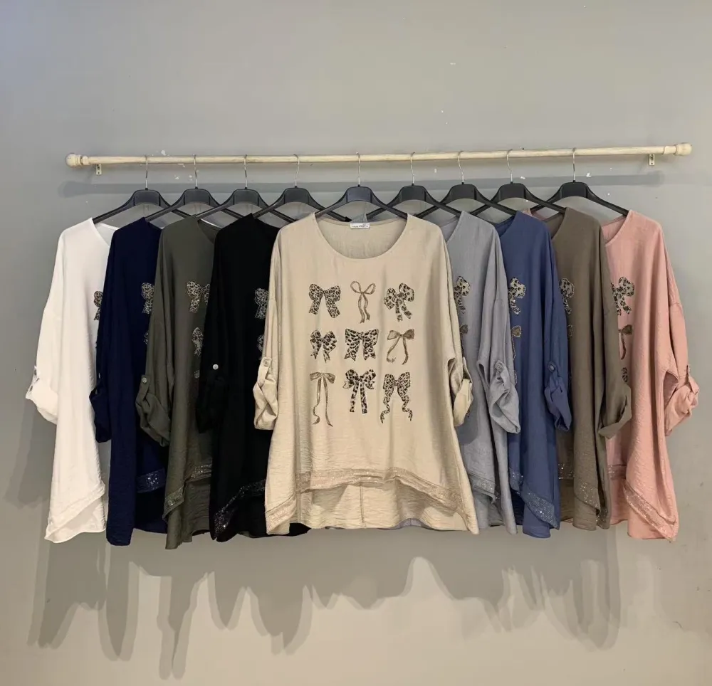 Tunika predĺžená oversize 3/4 dlhý rukáv dámska (S/M/L ONE SIZE) TALIANSKA MÓDA IMPLI2505341