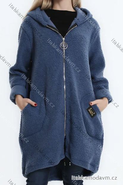 Mikina oversize prodloužená na zip dlouhý rukáv dámská (S/M/L ONE SIZE) ITALSKÁ MÓDA IMPLI2502820