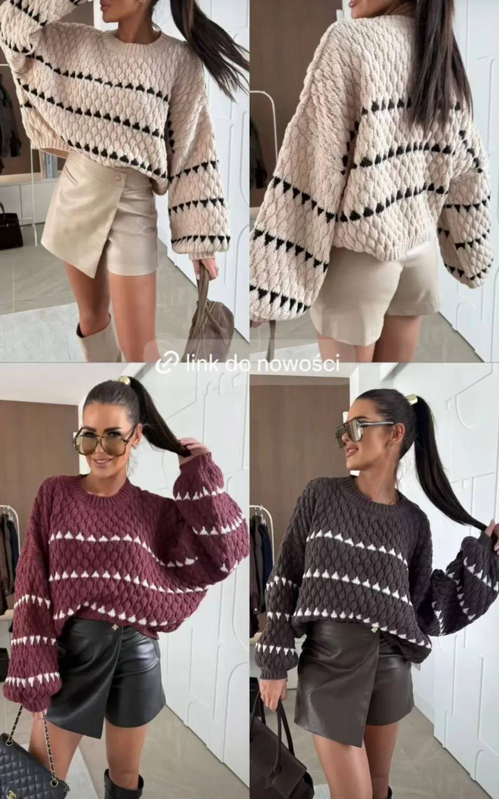 Sveter pletený dlhý rukáv dámsky (S/M/L ONE SIZE) TALIANSKA MÓDA IMPLP2533520090
