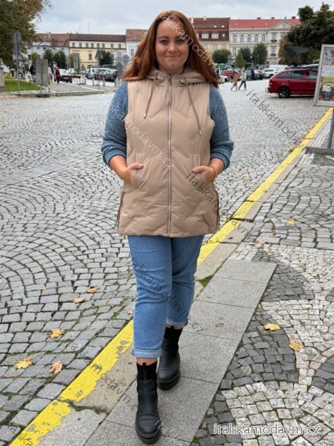 Vesta jesenná s kapucňou na zips bez rukávu dámska nadrozmer (3XL - 7XL) SWEST IMWSW25C208382/DR