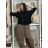 Košeľa oversize 3/4 dlhý rukáv dámska nadrozměr (40/42/44 ONE SIZE) IMPOZ25AM-3839/DUR  čierna