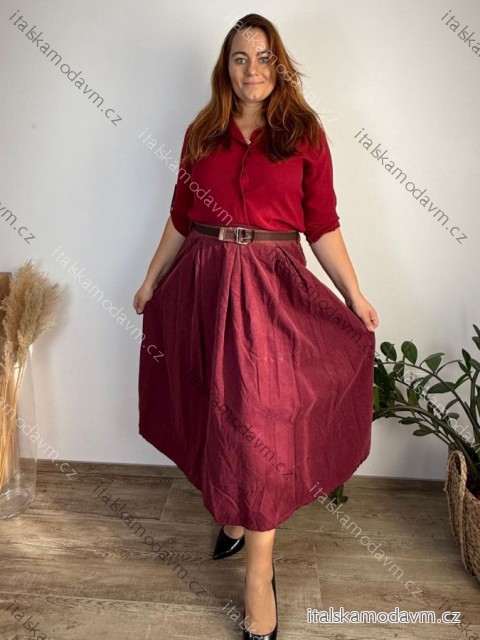 Sukňa s páskem manžestrová dámska nadrozměr AMONA (42/44/46 ONE SIZE) TALIANSKA MóDA IMSM251159/DUR