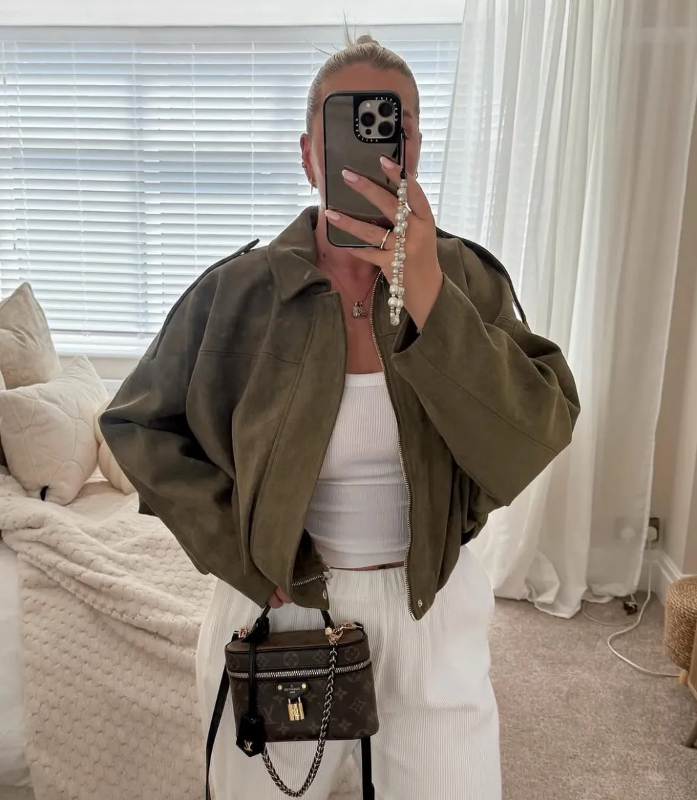 Bunda slabá koženková dlhý rukáv dámska (S/M/L ONE SIZE) TALIANSKA MÓDA IMPLP2510338013