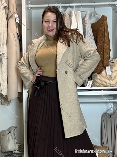 Kabát flaušový baránkový dlhý rukáv dámsky nadrozmer (44/46/48 ONE SIZE) TALIANSKA MÓDA IM4251121/DUR