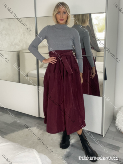 Sukňa s páskem dámska TARA (S/M/L ONE SIZE) TALIANSKA MóDA IMSM251156/DUR S/M/L vínová