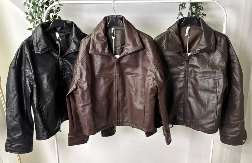 Bunda koženková dlhý rukáv dámska (S/M/L ONE SIZE) TALIANSKA MÓDA IMPLP2590190028