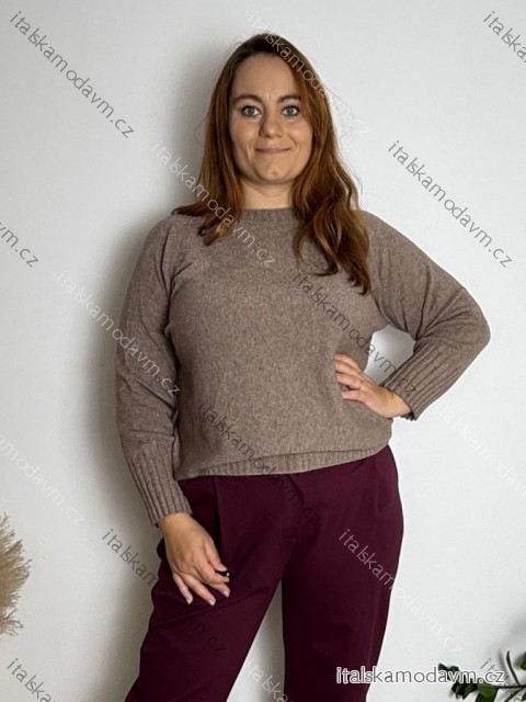 Sveter úpletový dlhý rukáv dámsky nadrozmer (50/52/54 ONE SIZE) TALIANSKA MÓDA IM4251161/DUR