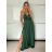 Šaty dlhé spoločenské na ramienka dámske BEATRIX (S/M/L ONE SIZE) TALIANSKA MÓDA IMM25M35843/DUR smaragdová S/M/L
