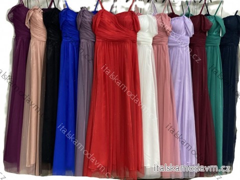 Šaty dlhé spoločenské trblietavé tylové carmen na ramienka dámske (S/M/L ONE SIZE) TALIANSKA MÓDA IMC24429