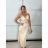 Šaty elegantní na ramienka dámske (S/M ONE SIZE) TALIANSKA MÓDA IMPGM24MILANO/DUR S / M béžová