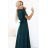 581-8 Dlouhé šaty JENNIFER s rozparkem na nohavicích, rukávy a výstřihem - zelená zelená 5XL