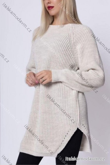 Sveter predĺžený pletený dlhý rukáv dámsky (XS/S/M ONE SIZE) TALIANSKA MÓDA IMM25M5191
