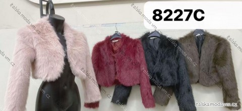 Kabátek zimní chlupatý dlouhý rukáv dámský (XS/S/M ONE SIZE) ITALSKÁ MÓDA IMM25M8227