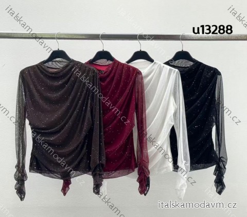 Blúzka elegantná trblietavá dlhý rukáv dámska (XS/S/M ONE SIZE) TALIANSKA MÓDA IMM25M13288