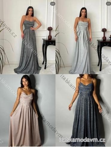 Šaty dlouhé společenské třpytivé na ramínka dámské (XS/S/M ONE SIZE) ITALSKÁ MÓDA IMM25M34726