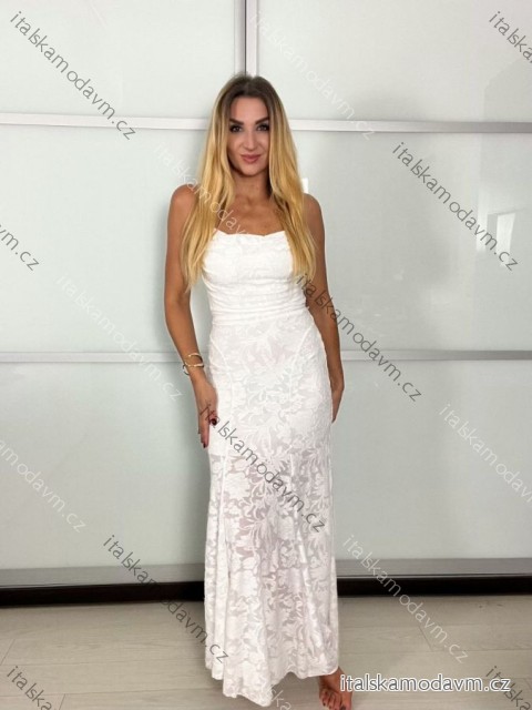 Šaty dlouhé společensky svatební na ramínka dámské (S/M/L ONE SIZE) ITALSKÁ MÓDA IMPBB25B26716/DU
