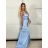Šaty dlhé elegantné spoločenské bez rukávov dámske (S/M/L ONE SIZE) TALIANSKA MÓDA IMPBB25B22586/DU -   modrá petrolejová -   S/M/L
