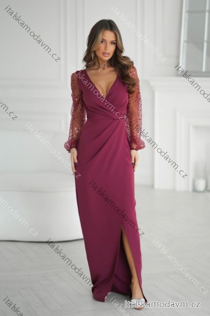 Šaty společenské dlouhý rukáv dámské (34-48) POLSKÁ MÓDA PMLBC25314-10