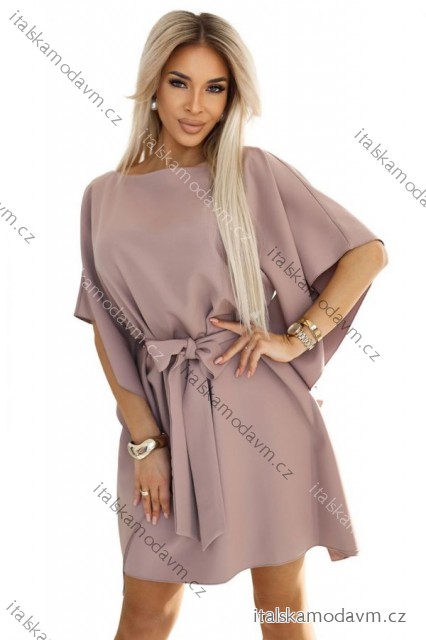 Šaty elegantný motýlkové dlhý rukáv dámske (S/M ONE SIZE) TALIANSKA MÓDA NUNM25287-37/DU S / M tmavo staroružová