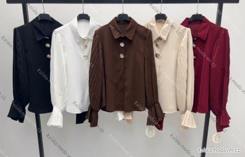 Košile elegantní dlouhý rukáv dámská (XS/S/M ONE SIZE) ITALSKÁ MÓDA IMM25M40219