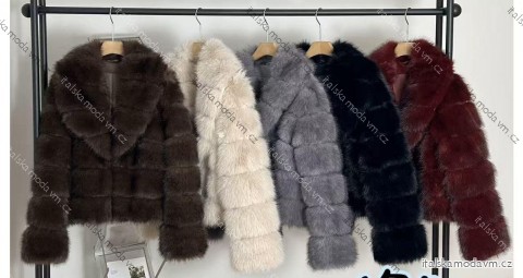 Kabátek zimní chlupatý dlouhý rukáv dámský (XS/S/M ONE SIZE) ITALSKÁ MÓDA IMM25M9503