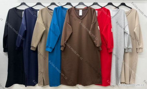 Šaty teplé máselko dlhý rukáv dámske nadrozmer (54/56/58 ONE SIZE) TALIANSKA MÓDA IM425732