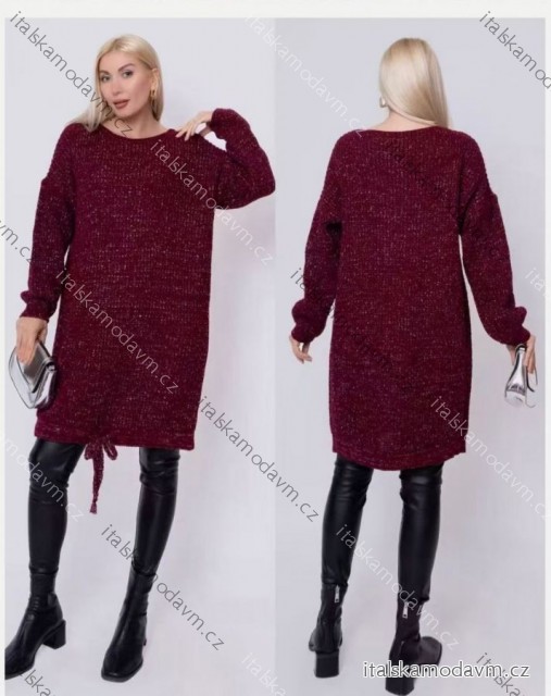 Šaty svetrové dlouhý rukáv dámske nadrozměr  (46/48/50  ONE SIZE) TALIANSKA MÓDA IM425736