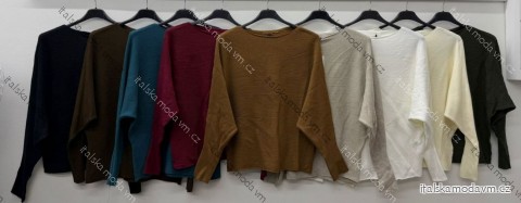 Svetr úpletový dlouhý rukáv dámský nadrozměr  (46/48/50 ONE SIZE) ITALSKÁ MÓDA IM425742