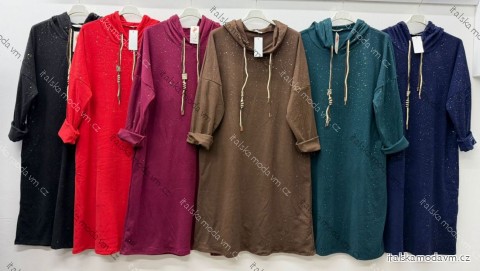 Šaty mikinové dlhý rukáv dámske nadrozmer (48/50/52 ONE SIZE) TALIANSKA MÓDA IM425761