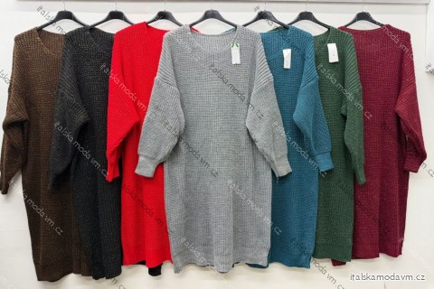 Sveter/Šaty dlhý pletený dlhý rukáv dámsky nadrozmer (54/56/58 ONE SIZE) TALIANSKA MÓDA IM425765