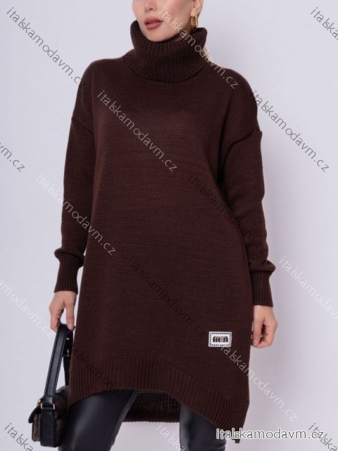 Šaty voľnočasové teplé dlhý rukáv dámske nadrozmer (52/54/56 ONE SIZE) TALIANSKA MÓDA IM425770