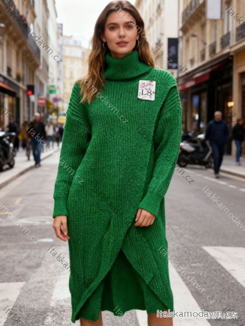Šaty voľnočasové teplé s rolákem dlhý rukáv dámske nadrozmer (50/52/54 ONE SIZE) TALIANSKA MÓDA IM425771
