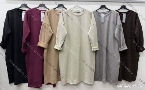 Šaty voľnočasové teplé dlhý rukáv dámske nadrozmer (52/54/56 ONE SIZE) TALIANSKA MÓDA IM425773