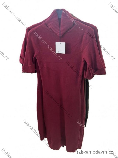 Šaty úpletové s rolákom krátky rukáv dámske (XS/S/M ONE SIZE) TALIANSKA MÓDA IMM25M5151