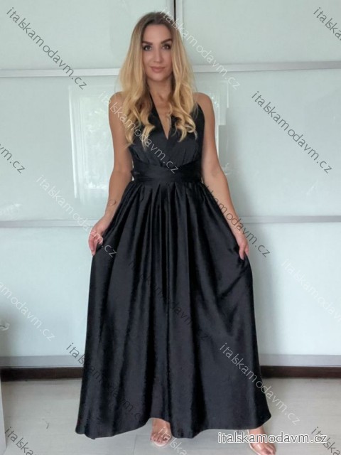 Šaty dlhé elegantné variabilné vázánie bez rukávov dámske satén (S/M/L ONE SIZE) TALIANSKA MÓDA IMPDY24MDUE991505/DUR