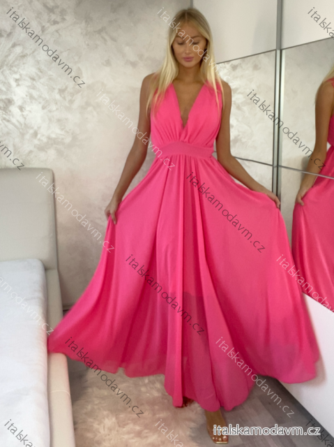 Šaty dlhé spoločenské bez rukávu dámske DIONE (S/M ONE SIZE) TALIANSKA MÓDA IMPBB22 IMPBB225009kt/DRU S/M neon ružová