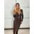 Šaty elegantný dlhý rukáv dámske (S/M/L ONE SIZE) TALIANSKA MÓDA IMM25M42722/DU -   hnedá
 -   S/M/L