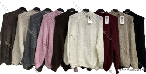 Svetr pletený dlouhý rukáv dámský nadrozměr (48/50/52 ONE SIZE) ITALSKÁ MÓDA IMC25533