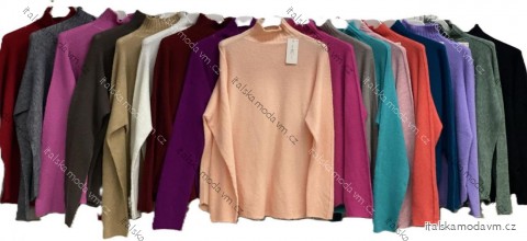Svetr úpletový stojáček dlouhý rukáv dámský nadrozměr (48/50/52 ONE SIZE) ITALSKÁ MÓDA IMC25534